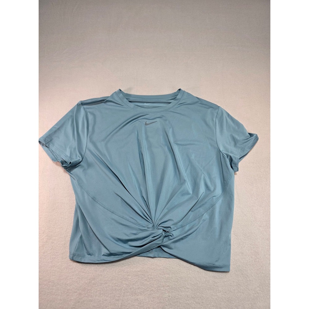 Nike One Dri-FIT Women Twist Front Training Top Blue Slim Fit FB5154-086 L